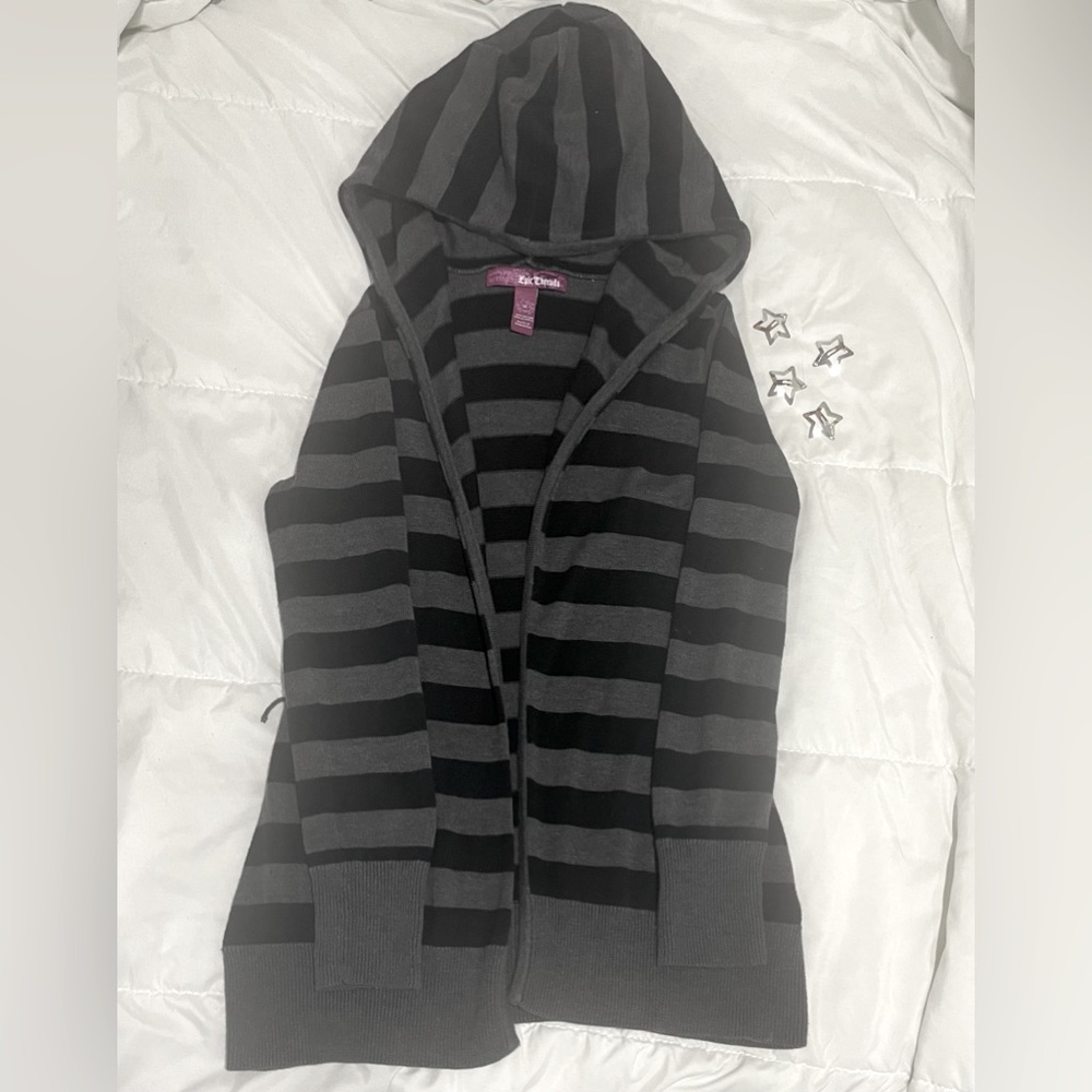 Epic Threads Grey and Black Striped Cardigan Girls size Medium